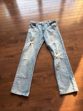 Levi's Light Blue Distressed Straight Jeans